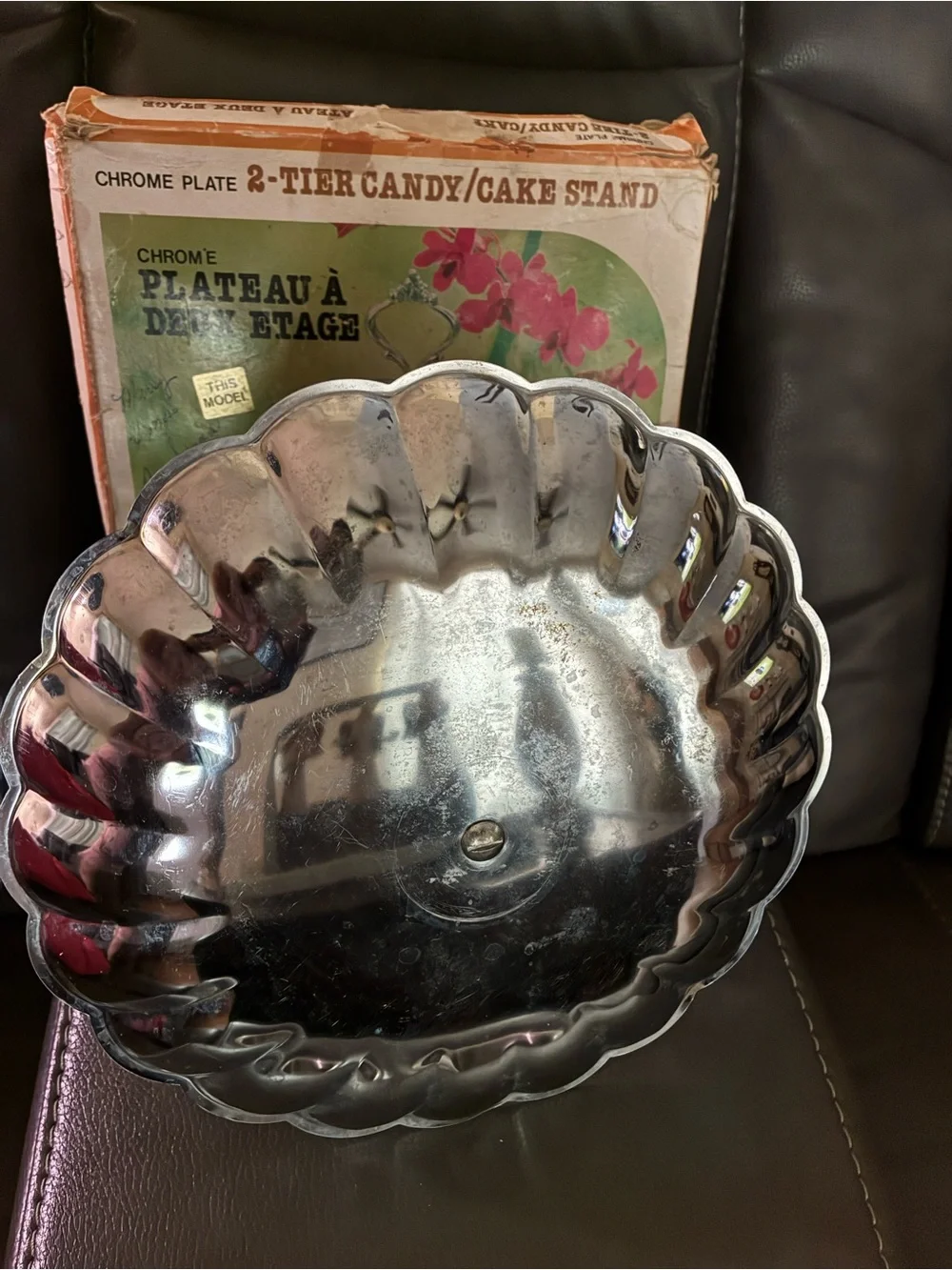Chrome 2-Tier Candy/Cake Stand - Silver